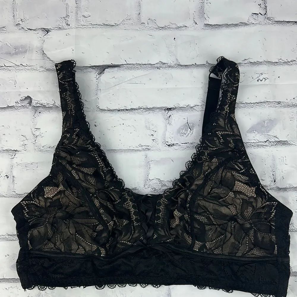 Adore Me Black Lace Bralette Size 2X